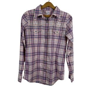 Rock 47 by Wranglers Women’s Shirt Size Small Embroidered Rhinestone Western